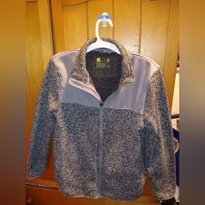 Boys Large jacket two tone poly and sweater material, lightly used. 14/16